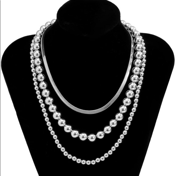 Silver 3PC Trendy Necklace Set - Picture 2 of 6